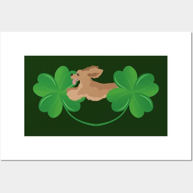 American Cocker Spaniel Dog with Cloverleaf Wall Art by Seasonal Dogs